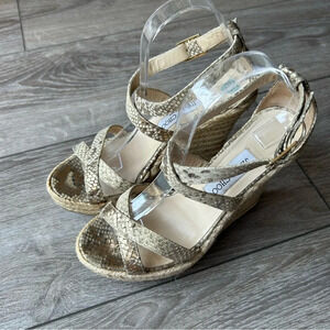Jimmy  Choo Snakeskin Espadrilles Wedge Sandals